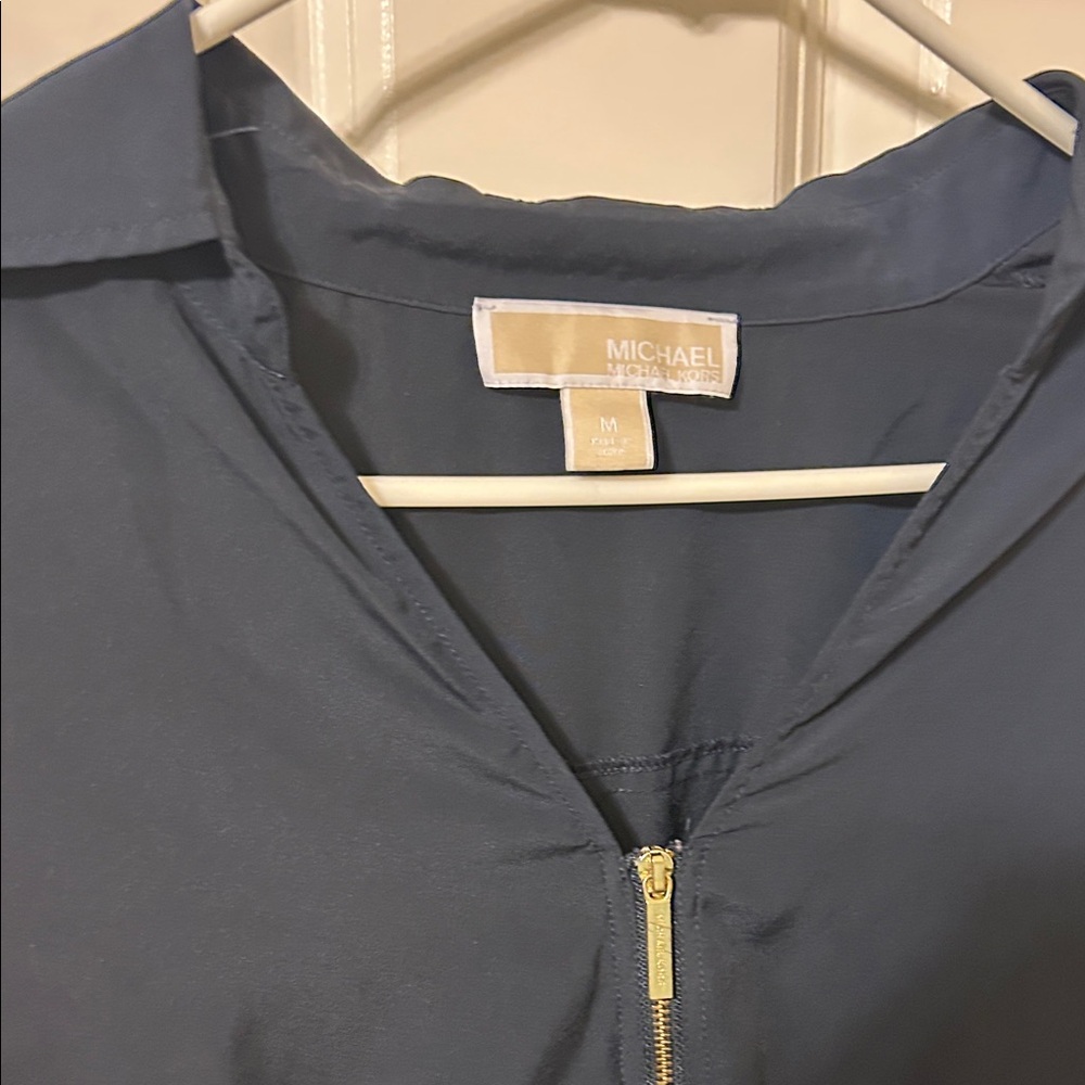 Michael Kors Dark Blue Zip Blouse